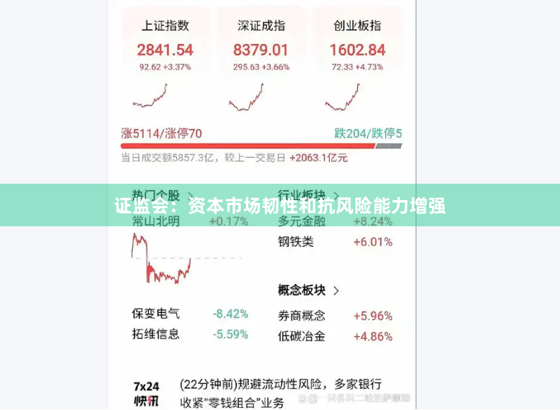 证监会：资本市场韧性和抗风险能力增强