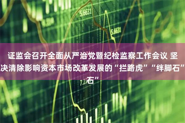 证监会召开全面从严治党暨纪检监察工作会议 坚决清除影响资本市场改革发展的“拦路虎”“绊脚石”