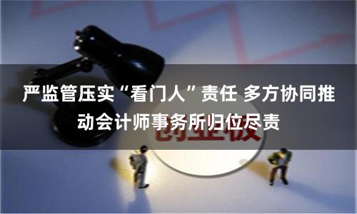 严监管压实“看门人”责任 多方协同推动会计师事务所归位尽责